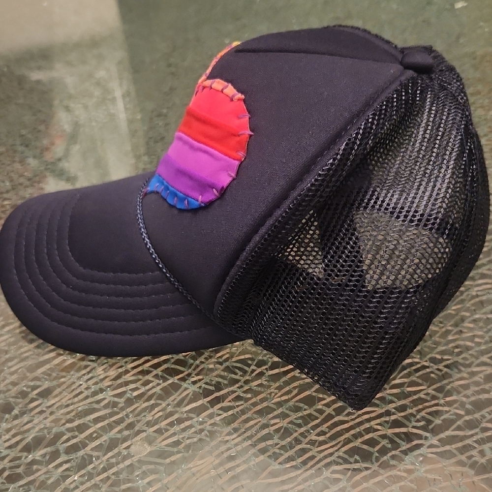 Black Cap With Rainbow Heart Patch - image 2